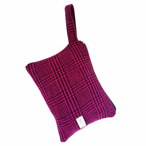 FUCSHIA PURPLE| PIE DE COQ WOOL POCHETTE