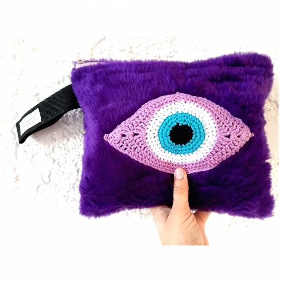 PURPLE FAUX FUR | EVIL EYE POCHETTE